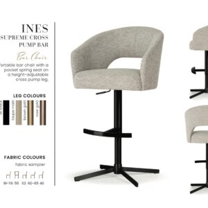 INES SUPREME CROSS bárszék | táskarugós forgó bárszék, választható szövet / lábszín